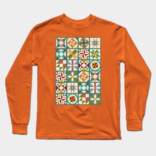 All-Over Quilt Print Long Sleeve T-Shirt